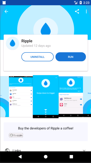 App details screen (with screenshots)